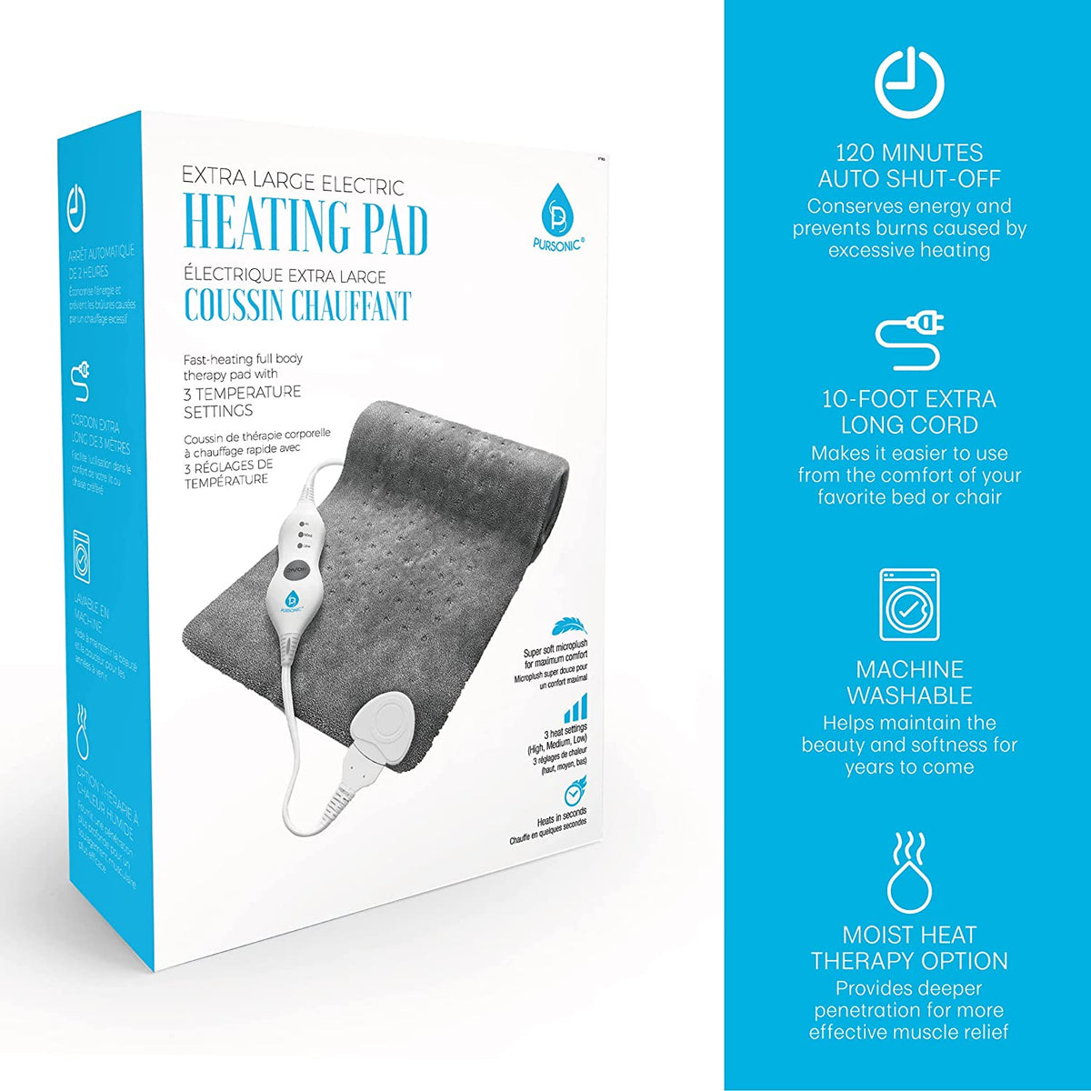 Extra Large Heating Pad & Rechargeable Stomach & Back Massager