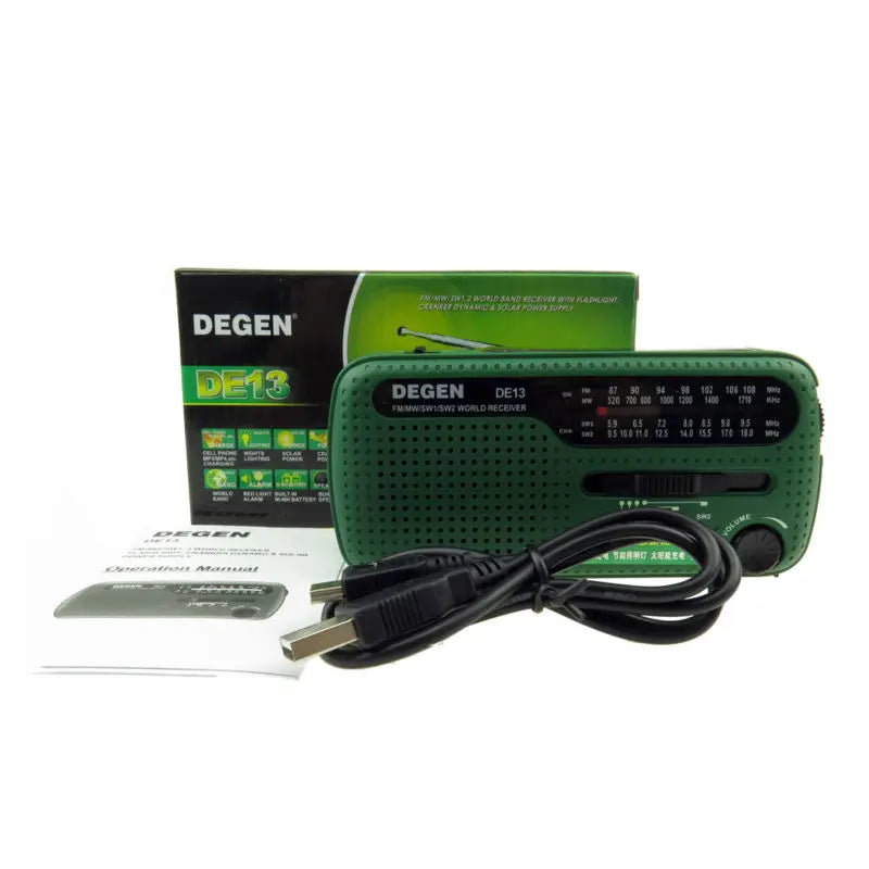 Emergency Solar Radio with Flashlight Green